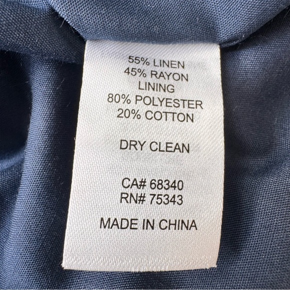 Caroline Constas Navy Polka Dot Linen Blend Dress size 4 - Picture 6 of 11